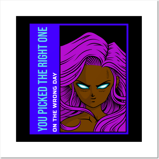 Pink Hair Anime Respect Black Women Afro Boss Manga Storm Hero Star Fire Wall Art by Created by JR